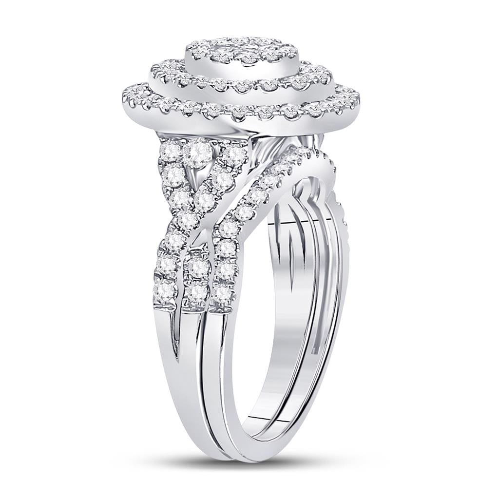 14k White Gold Princess Diamond Bridal Wedding Ring Set 1-1/4 Cttw