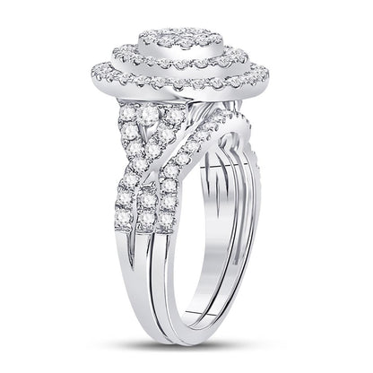 14k White Gold Princess Diamond Bridal Wedding Ring Set 1-1/4 Cttw