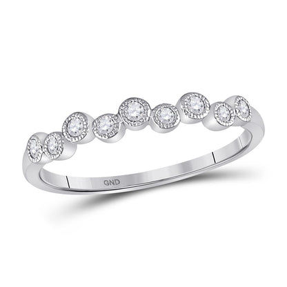 14k White Gold Round Diamond Stackable Band Ring 1/8 Cttw