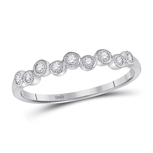 14k White Gold Round Diamond Stackable Band Ring 1/8 Cttw