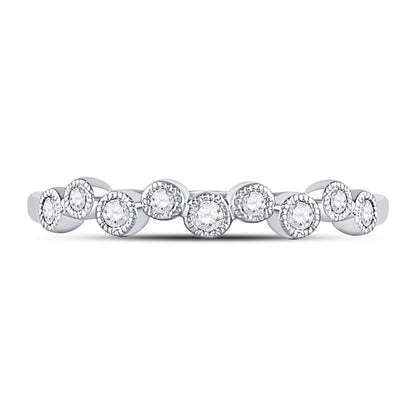 14k White Gold Round Diamond Stackable Band Ring 1/8 Cttw