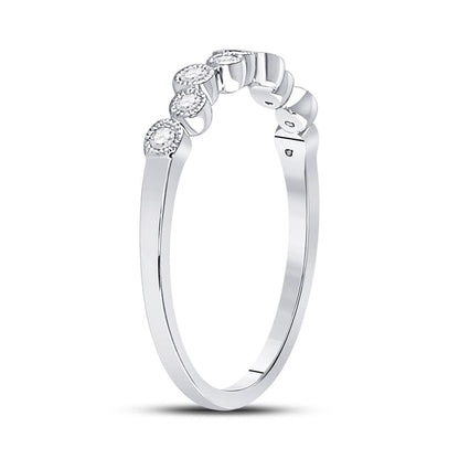 14k White Gold Round Diamond Stackable Band Ring 1/8 Cttw