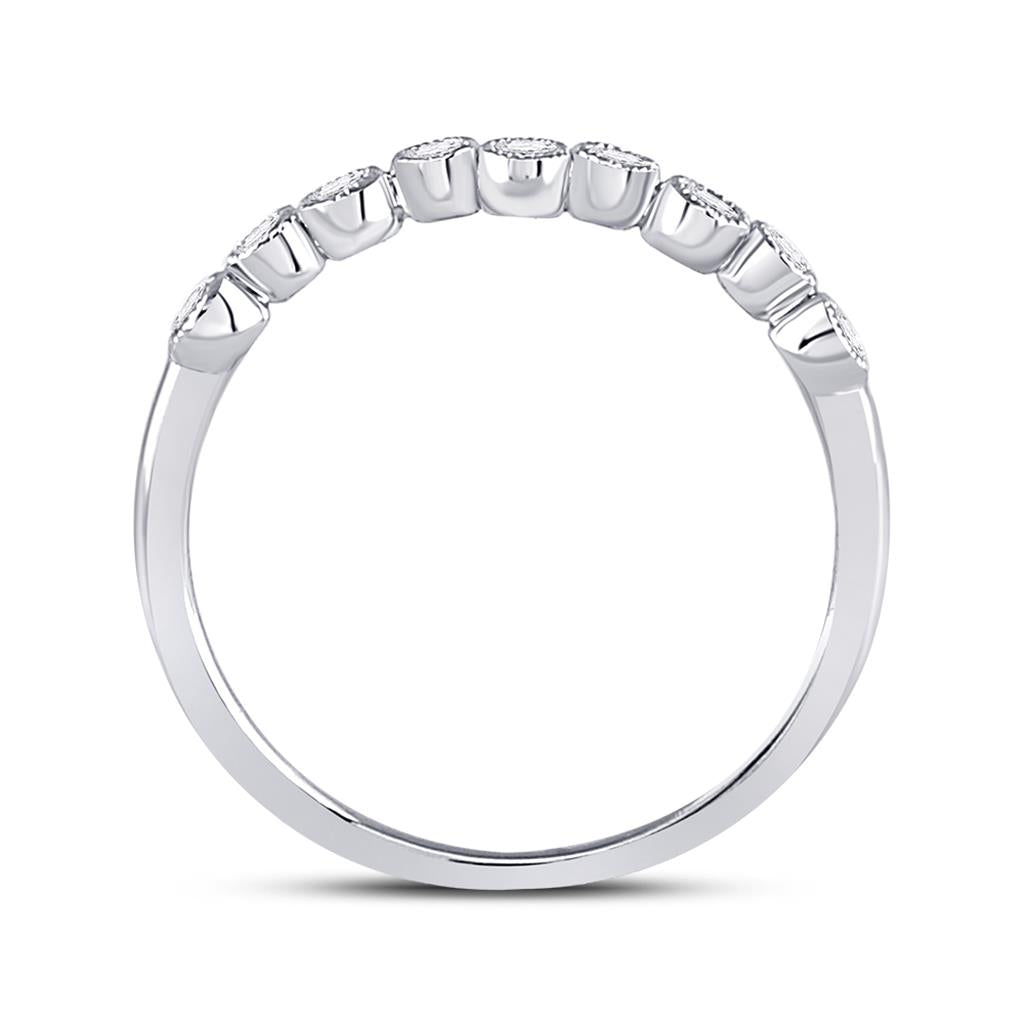 14k White Gold Round Diamond Stackable Band Ring 1/8 Cttw