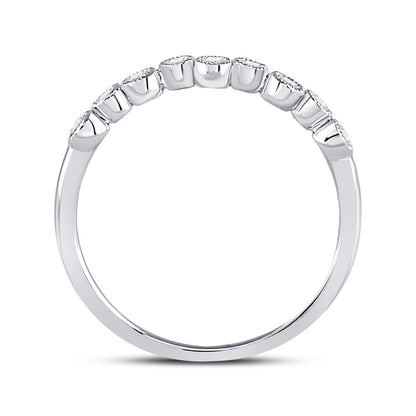 14k White Gold Round Diamond Stackable Band Ring 1/8 Cttw