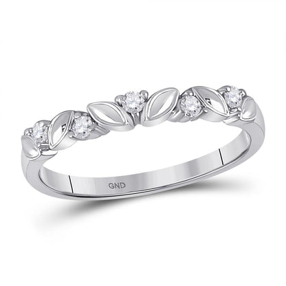 14k White Gold Round Diamond 5-Stone Stackable Band Ring 1/10 Cttw