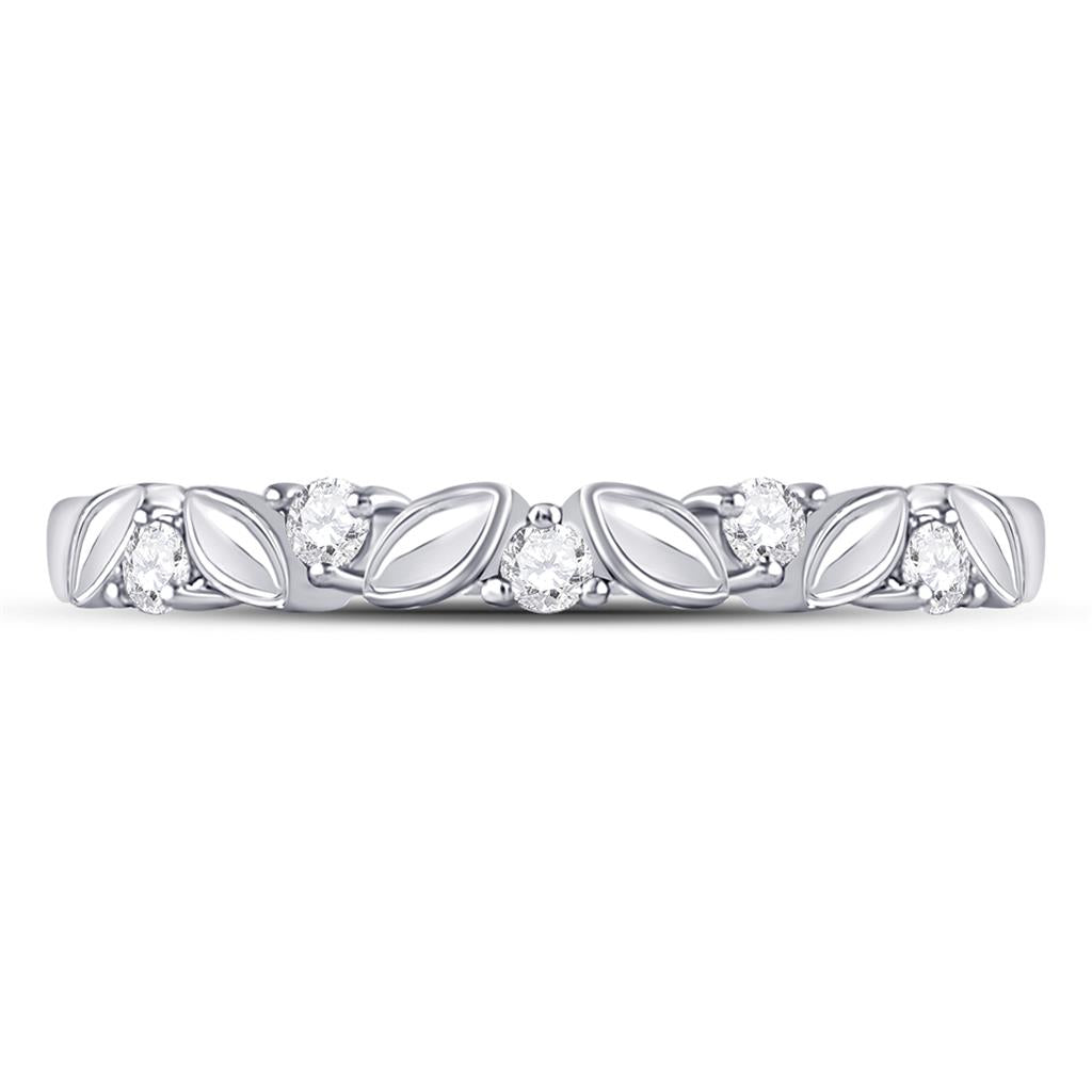 14k White Gold Round Diamond 5-Stone Stackable Band Ring 1/10 Cttw