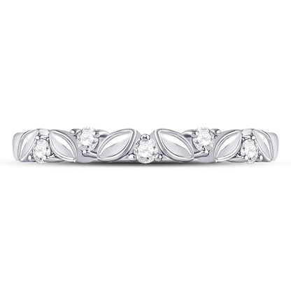 14k White Gold Round Diamond 5-Stone Stackable Band Ring 1/10 Cttw