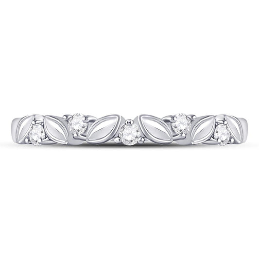 14k White Gold Round Diamond 5-Stone Stackable Band Ring 1/10 Cttw
