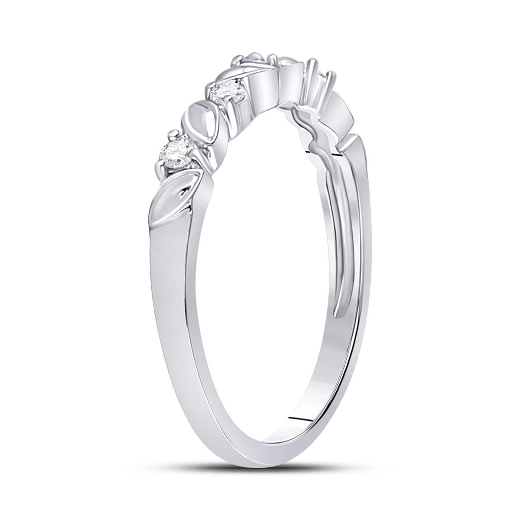 14k White Gold Round Diamond 5-Stone Stackable Band Ring 1/10 Cttw