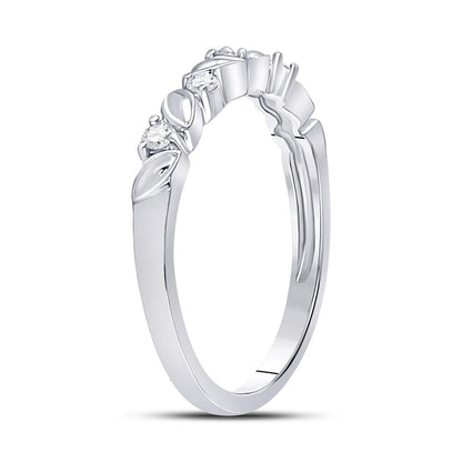 14k White Gold Round Diamond 5-Stone Stackable Band Ring 1/10 Cttw