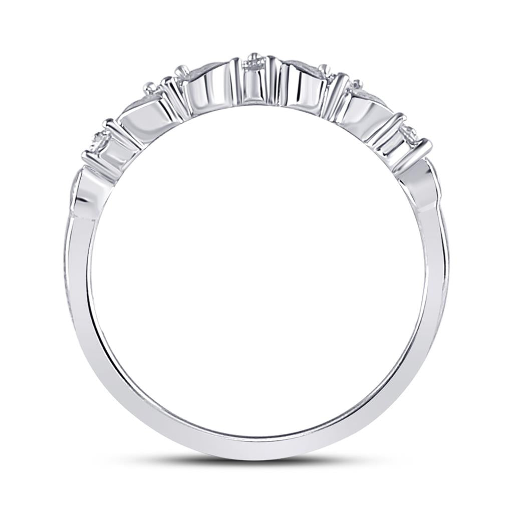 14k White Gold Round Diamond 5-Stone Stackable Band Ring 1/10 Cttw