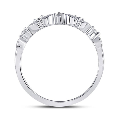 14k White Gold Round Diamond 5-Stone Stackable Band Ring 1/10 Cttw