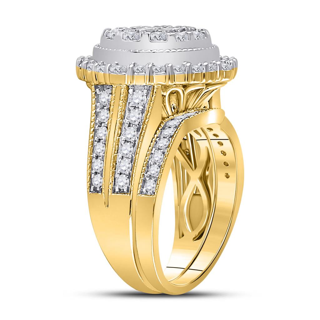 14k Yellow Gold Princess Diamond Bridal Wedding Ring Set 2 Cttw