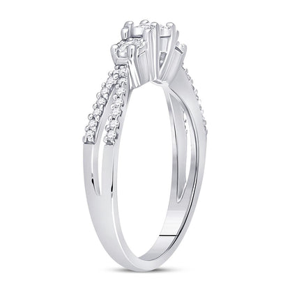 14k White Gold Round Diamond 3-stone Bridal Engagement Ring 1/3 Cttw