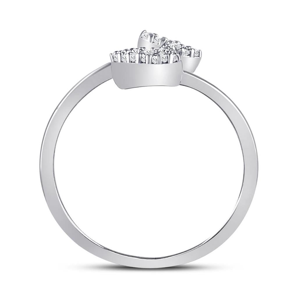 14k White Gold Round Diamond Heart Arrow Band Ring 1/10 Cttw