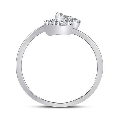 14k White Gold Round Diamond Heart Arrow Band Ring 1/10 Cttw