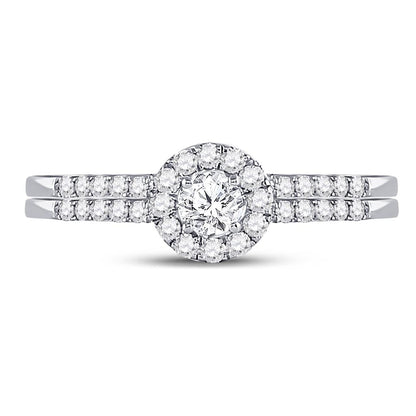 14k White Gold Round Diamond Bridal Wedding Ring Set 1/2 Cttw