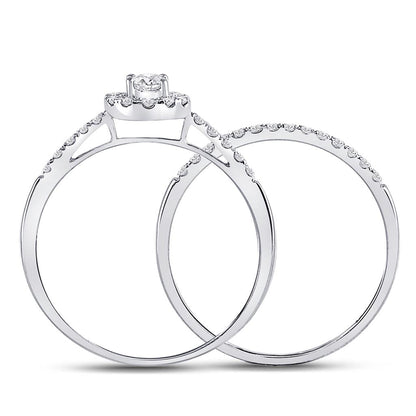 14k White Gold Round Diamond Bridal Wedding Ring Set 1/2 Cttw
