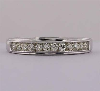 14k White Gold Round Diamond Wedding Channel-Set Band Ring 1/2 Ctw