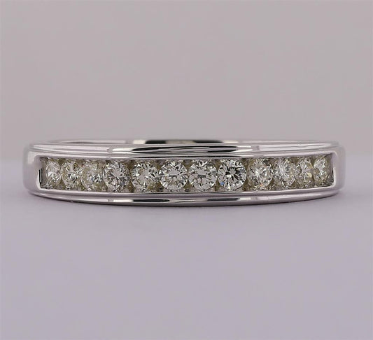 14k White Gold Round Diamond Wedding Channel-Set Band Ring 1/2 Ctw