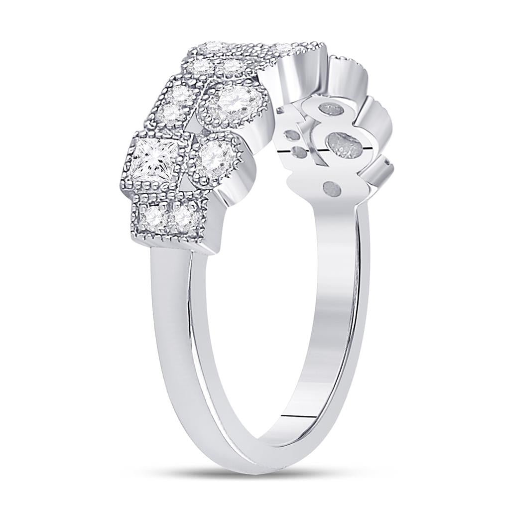 14k White Gold Round Diamond Modern Geometric Band Ring 5/8 Cttw