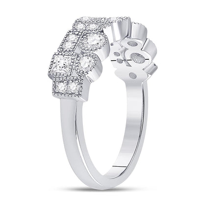 14k White Gold Round Diamond Modern Geometric Band Ring 5/8 Cttw