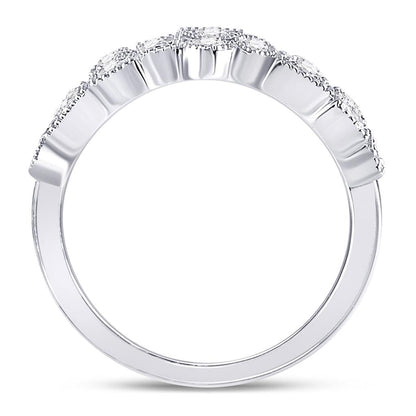 14k White Gold Round Diamond Modern Geometric Band Ring 5/8 Cttw