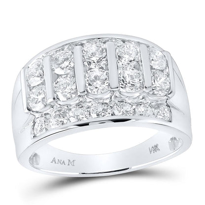 14k White Gold Round Diamond Channel-Set Band Ring 3 Cttw