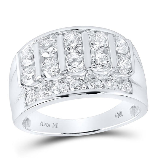 14k White Gold Round Diamond Channel-Set Band Ring 3 Cttw