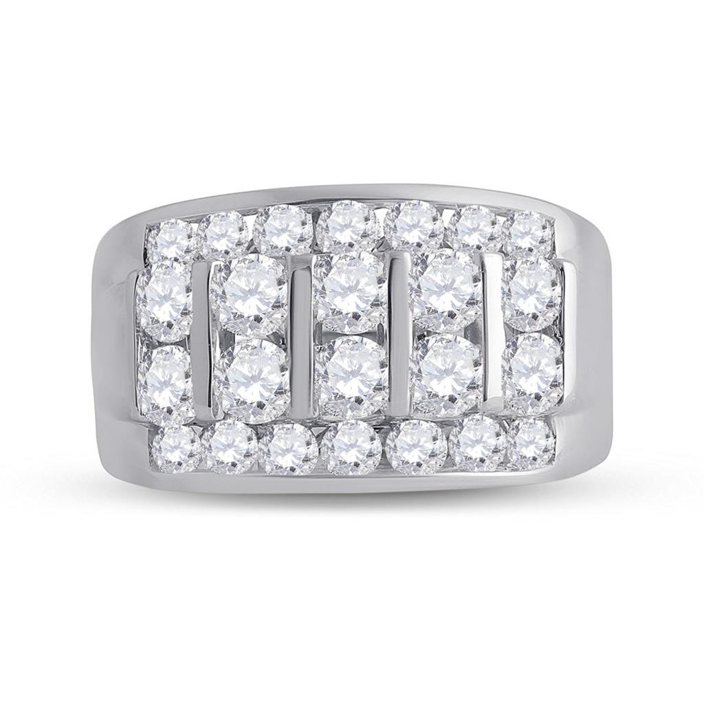14k White Gold Round Diamond Channel-Set Band Ring 3 Cttw