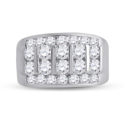 14k White Gold Round Diamond Channel-Set Band Ring 3 Cttw