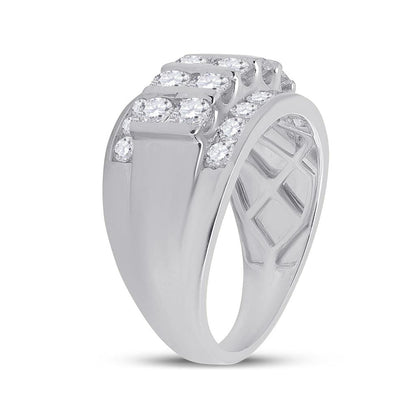 14k White Gold Round Diamond Channel-Set Band Ring 3 Cttw