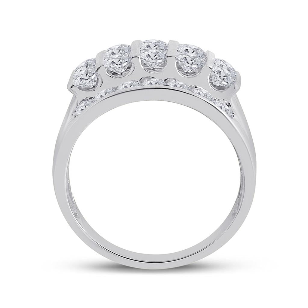 14k White Gold Round Diamond Channel-Set Band Ring 3 Cttw