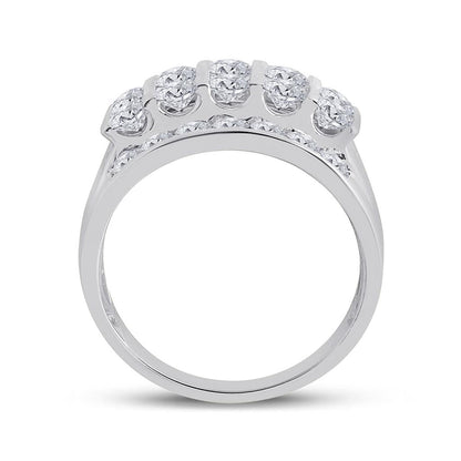 14k White Gold Round Diamond Channel-Set Band Ring 3 Cttw