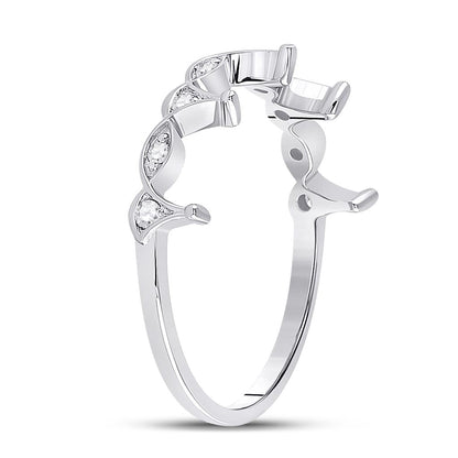 14k White Gold Round Diamond Crown Stackable Band Ring 1/5 Cttw