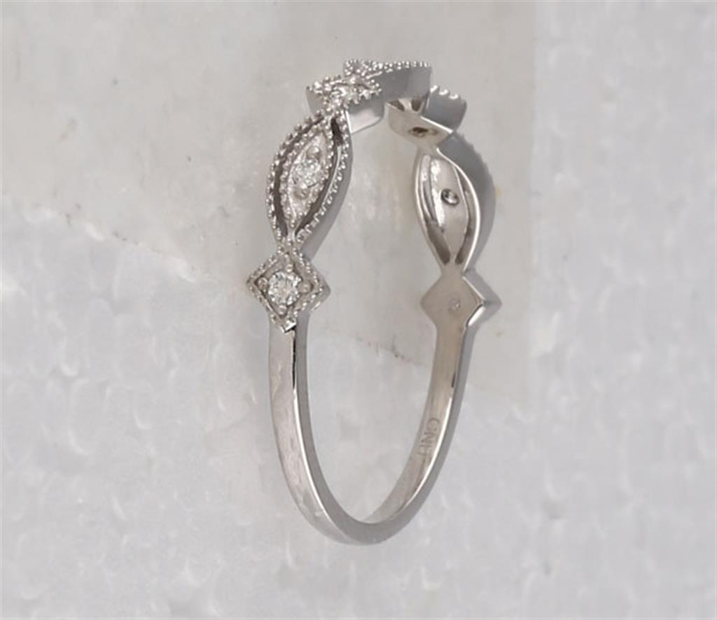 14k White Gold Round Diamond Stackable Band Ring 1/8 Cttw