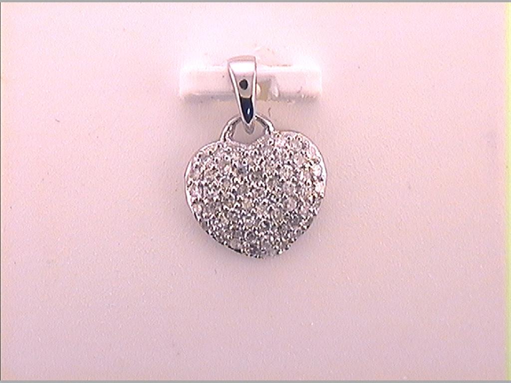 14k White Gold Round Diamond Fashion Heart Pendant 1/5 Cttw