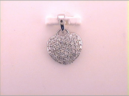 14k White Gold Round Diamond Fashion Heart Pendant 1/5 Cttw