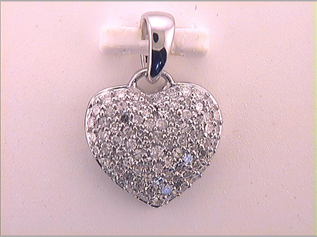 14k White Gold Round Diamond Fashion Heart Pendant 3/8 Cttw
