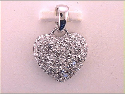14k White Gold Round Diamond Fashion Heart Pendant 3/8 Cttw
