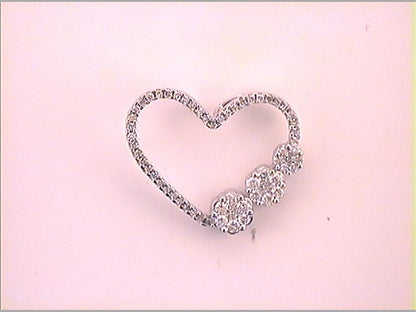 14k White Gold Round Diamond Fashion Heart Pendant 3/8 Cttw