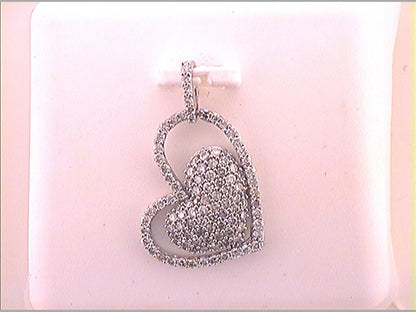 14k White Gold Round Diamond Fashion Heart Pendant 5/8 Cttw