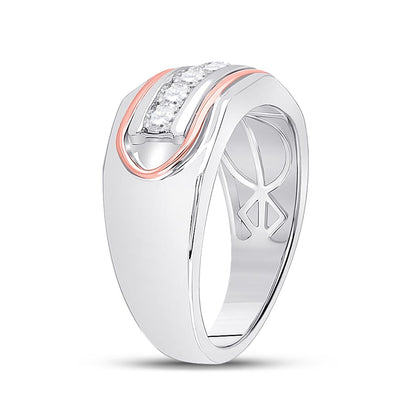 14kt Two-tone Gold Round Diamond Faceted Single Row Band Ring 3/4 Cttw