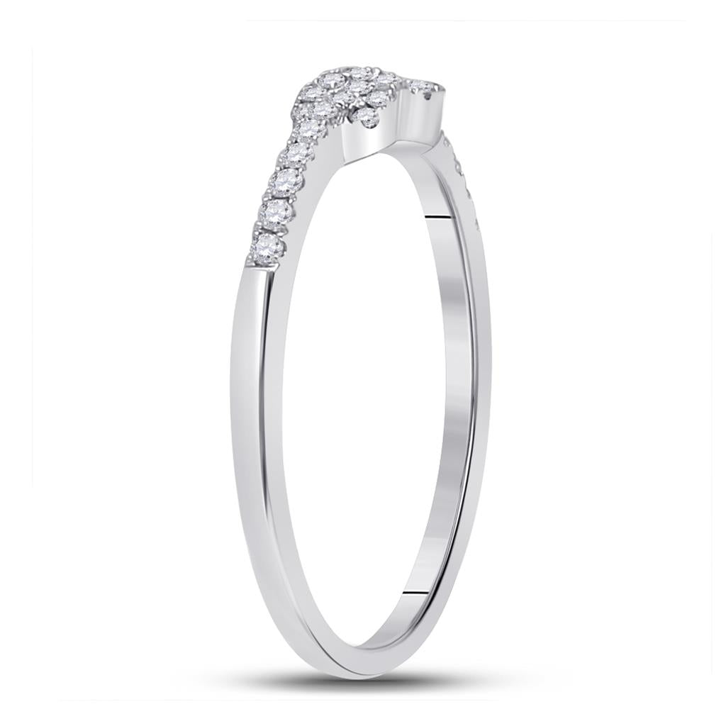 14k White Gold Round Diamond Knot Stackable Band Ring 1/5 Cttw