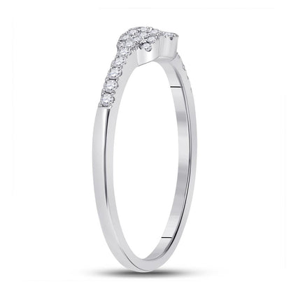 14k White Gold Round Diamond Knot Stackable Band Ring 1/5 Cttw
