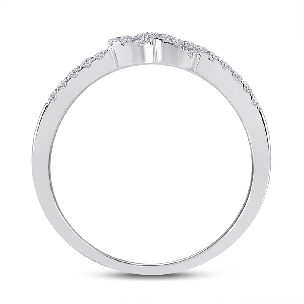 14k White Gold Round Diamond Knot Stackable Band Ring 1/5 Cttw