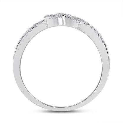 14k White Gold Round Diamond Knot Stackable Band Ring 1/5 Cttw