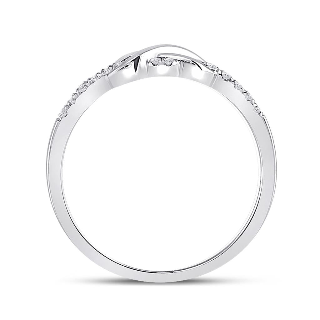14k White Gold Round Diamond Infinity Knot Stackable Band Ring 1/10 Cttw