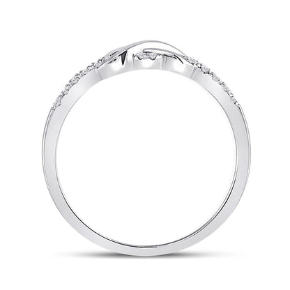 14k White Gold Round Diamond Infinity Knot Stackable Band Ring 1/10 Cttw