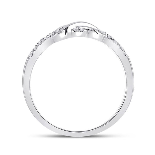 14k White Gold Round Diamond Infinity Knot Stackable Band Ring 1/10 Cttw